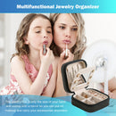 Travel Jewelry Case Waterproof PU Leather Double Layer Organizer (Black)