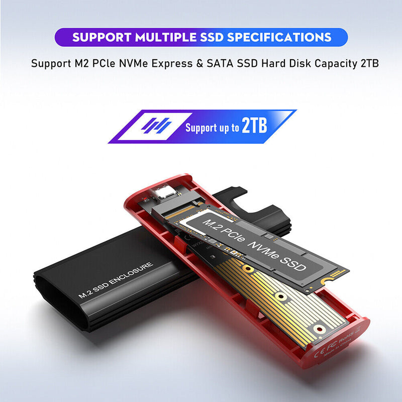 Dual Protocol M2 Ssd Case 2tb Adapter Box for Nvme Pcie Ngff Sata Mobile