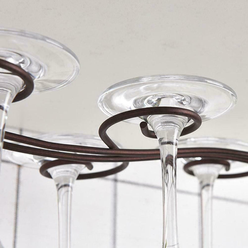 Iron Under Shelf Cupboard Hanging Metal Wine Glasses Holder Rack Bar U9A0