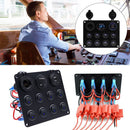 Boat LED Rocker Switch Panel 8 Gang 12V/24V Dual USB Port Circuit Breaker