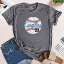 Independence Day Print Baseball Letter T-Shirt (Grey S)