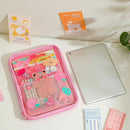 11 inch Cartoon Tablet Protective Pouch Clear Case Cute Laptop Cover (Pink)
