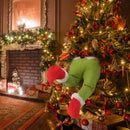 Hanging Christmas Santa Legs - Christmas Thief Burlap Stealer Design Tree Topper