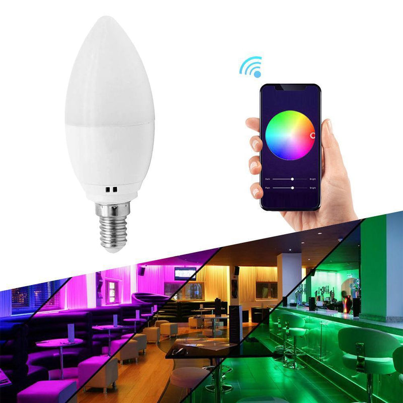 E14 Dimmable RGBW LED Smart WiFi Light Bulb Works with Alexa Google Assistant