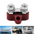 Bus Bar Terminal Block Heavy Duty Dual M8 Power Distribution Stud (Red)