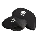 10pcs Golf Head Cover Club Iron Putter Head Protector Set Neoprene Black