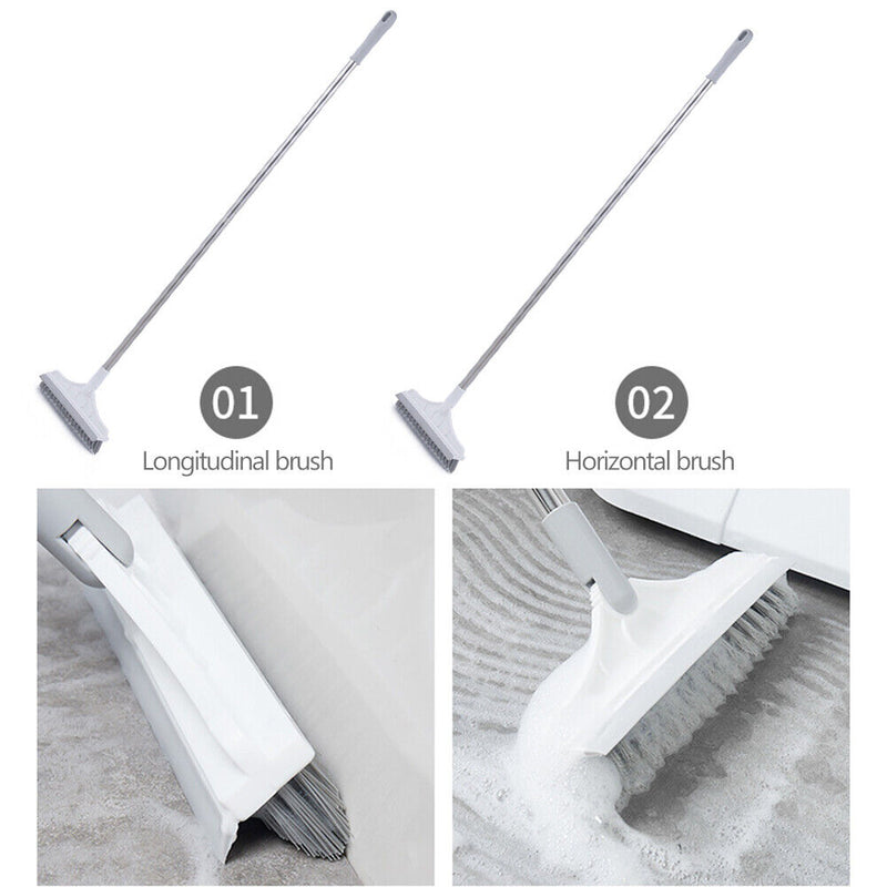 Long Handle Floor Scrub Brush 2 in 1 Window Wiper Floor Mop Clean (White)