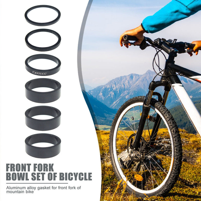 CANSUCC 6pcs/set Bicycle Front Fork Washer MTB Bike Headset Spacer 2/3/5/10