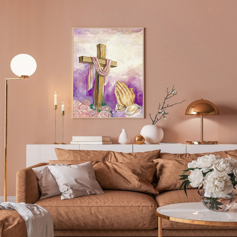 Abstract Cross Oil Paint By Numbers DIY Handpainted on Canvas Wall Art Pict