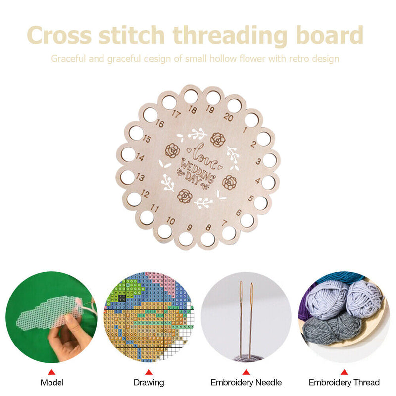 DIY Embroided Hollow Thread Board Wooden Household Cross Stitch Needle Board