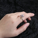 Rotatable Bee Thimble Ring Crown Knitting Loop Crochet Yarn Guides Finger Wear