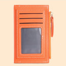 Women Multi-Slot Wallet Mini PU Leather Clutch Money Card Bag Solid Zipper Purse