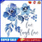 Ink Blue Rose Oil Paint By Numbers Kit DIY Acrylic Painting on Canvas Frame