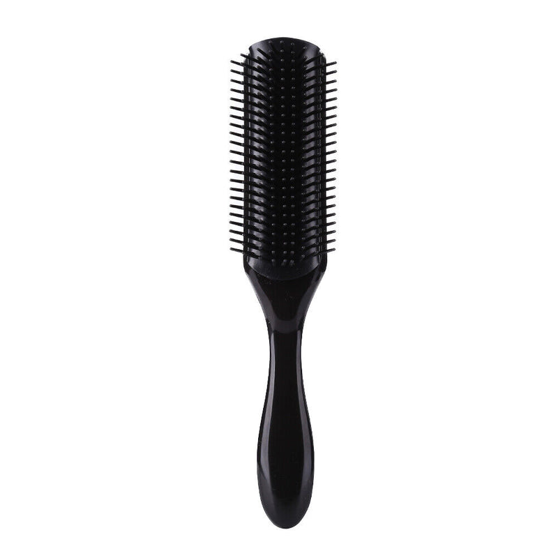 9 Rows Styling Brush Straight Curly Hair Detangling Massage Comb (Black) Newly