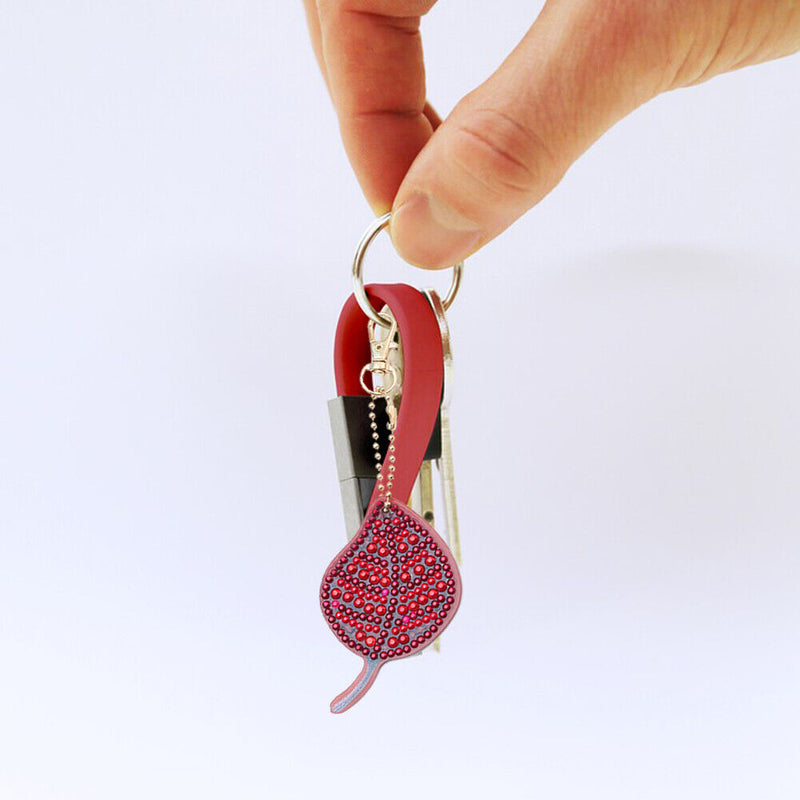 5pcs DIY Diamond Painting Leaves Keychain Full Special Shaped (QC038) Newly