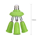 3 in 1 E27 to E27 Lamp Base Socket Splitter LED Light Bulb Holder (Green) Newly