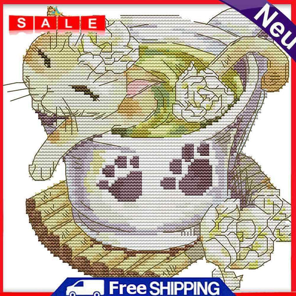 Flower Animal Cross Stitch 14CT Stamped Canvas DIY Embroidery Home Decoration