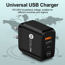 25W PD QC3.0 Mobile Phone Wall Charging USB Type C Fast Charger (Black US)