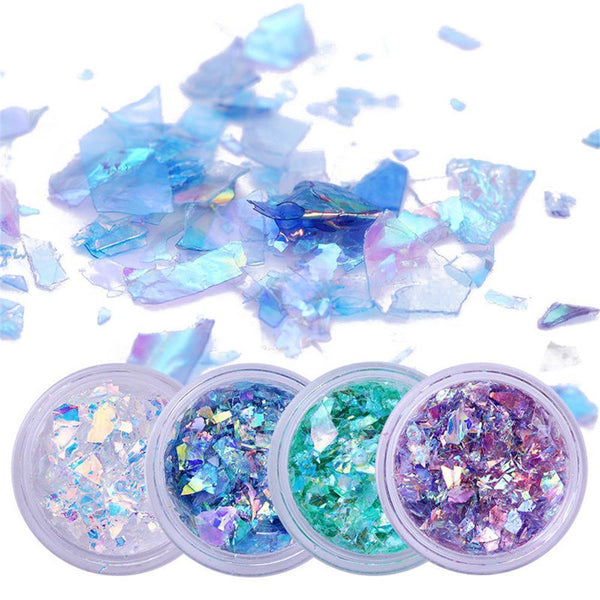 DIY Art Fashion Nail Glitter Fluorescent Sequins Manicure Decor Glass Paper