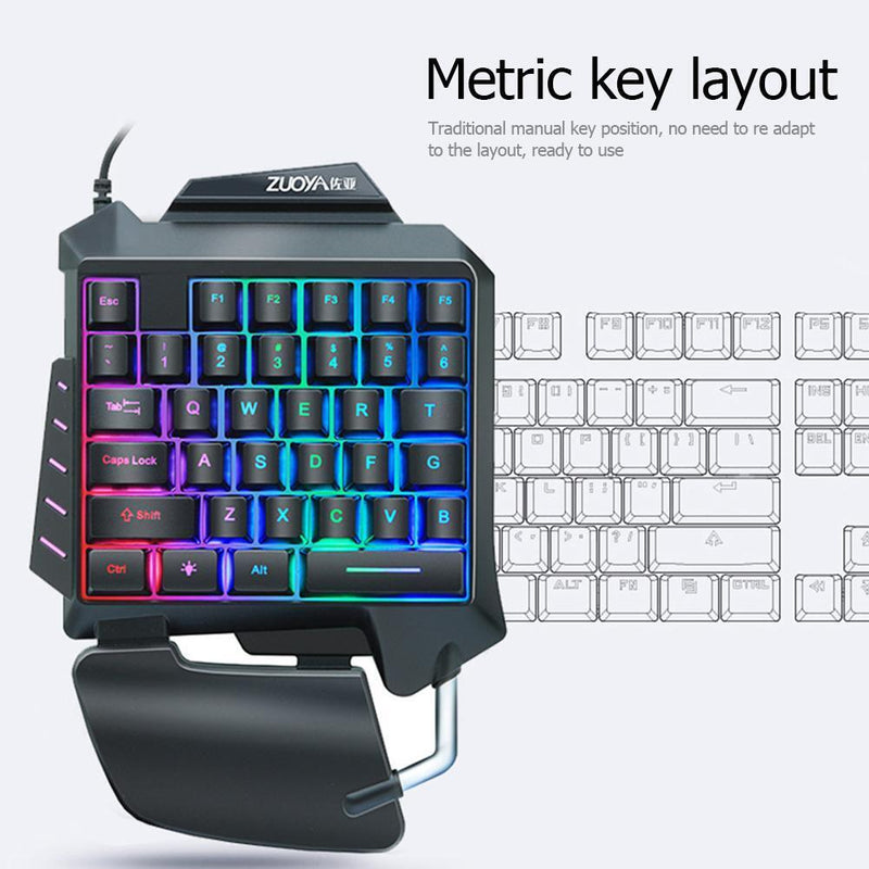 ZUOYA 35 Keys One-handed Gaming Membrane keyboard Ergonomic Keypad for PC