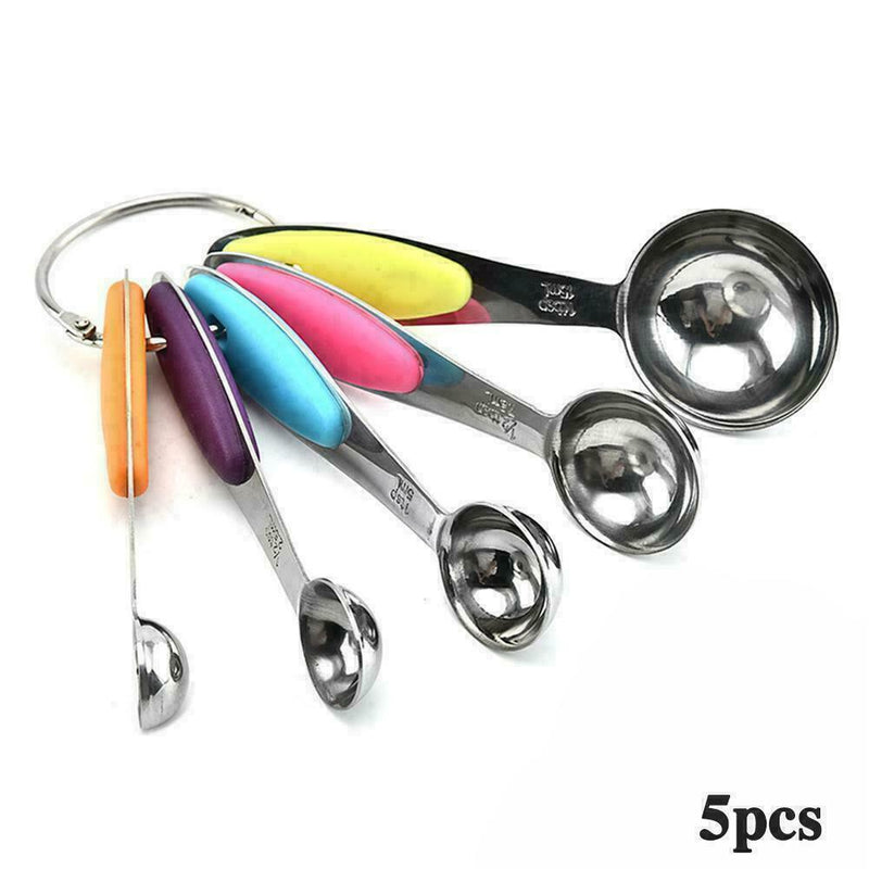 5 Pcs steel Measuring Cups & Spoons For Baking Cooking Kitchen L2O3 G2C3