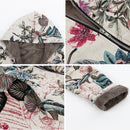 Retro Women Fleece Winter Coats Casual Floral Print Hooded Jackets (XL)