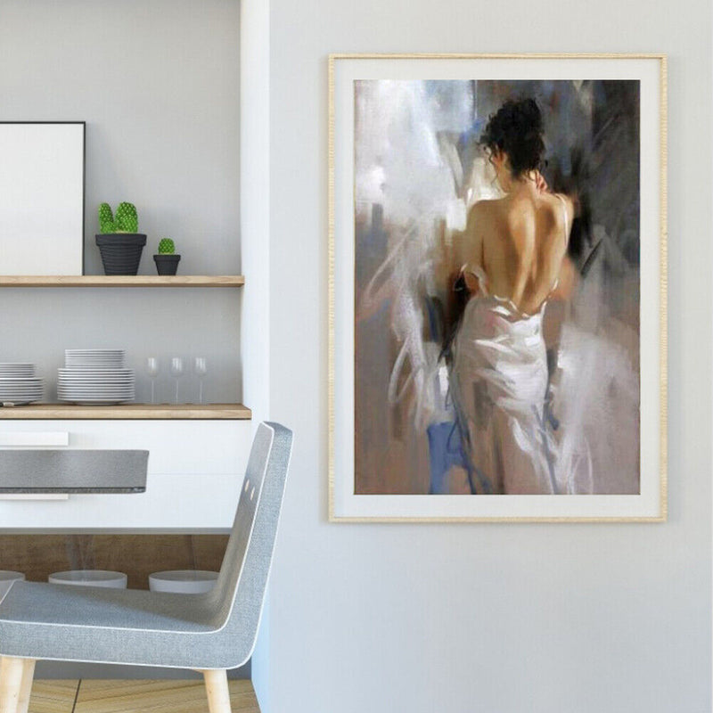 Hand Painted Oil Paint by Numbers DIY Beauty Back Drawing Wall Decoration Gift