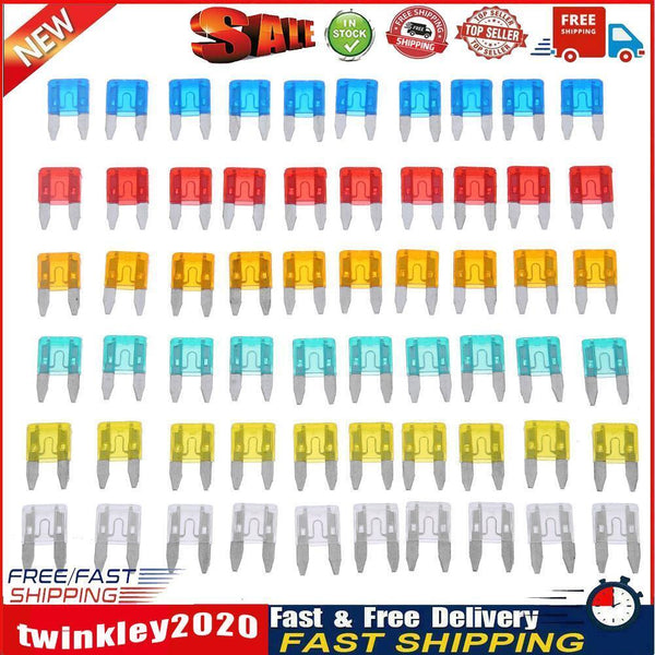 60pcs Auto Car Truck Mini Fuse Blade 5A 10A 15A 20A 25A 30A Mixed Set Kit Newly