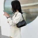 Retro Alligator PU Leather Handbag Women Casual Totes Shoulder Bag (Black)