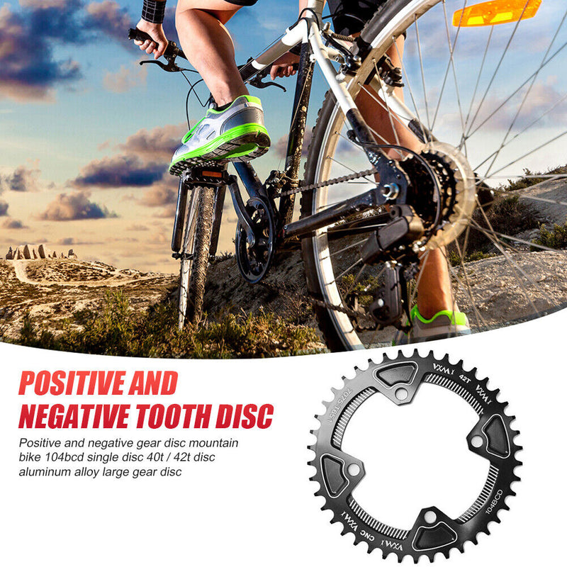 VXM 104BCD 40T/42T MTB Bike Narrow Wide Chainring Single Speed (Balck 40T) Newly