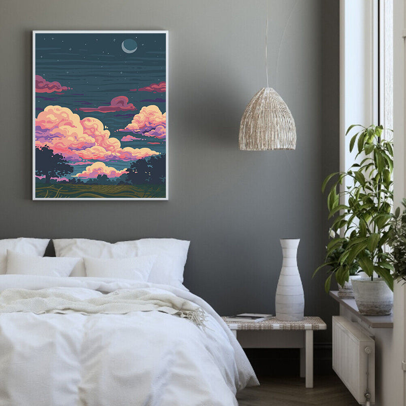 40x50cm Oil Paint By Numbers Pink Clouds Frameless Picture Craft Home Decorative