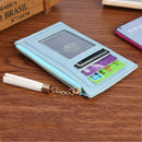 PU Solid Wallet Card Holder Bag Women Tassel Multi-slot Mini Purse (Blue)