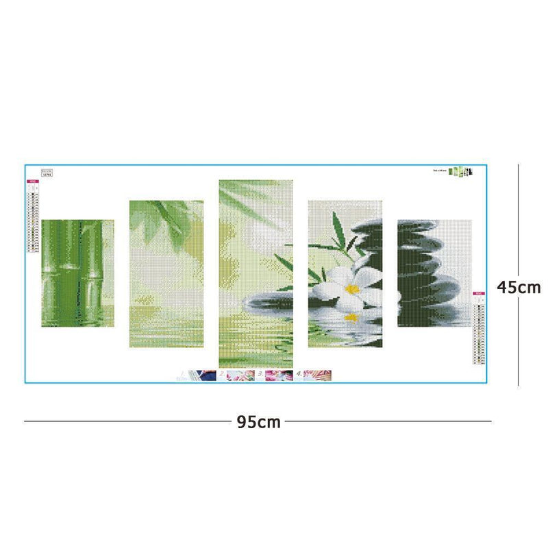 5pcs 5D DIY Full Drill Diamond Painting Bamboo Stone Cross Stitch Embroider