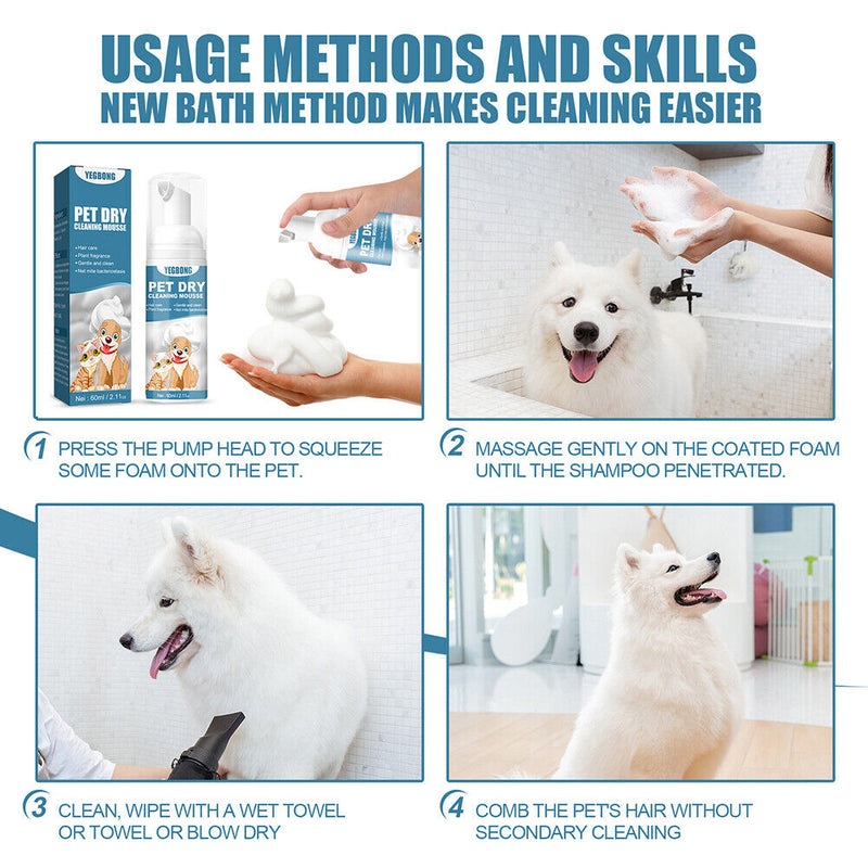 Portable Dog Dry Cleaning Shampoo Deodorant for Pet Outdoor Travel Bath Sup