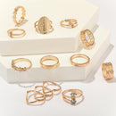 13pcs/set Novelty Women Rhinestone Letter Ring Hollowed Knuckle Rings Jewelry