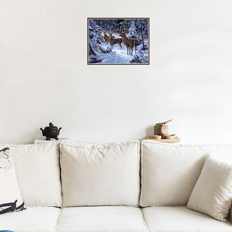 5D DIY Diamond Painting Winter Snow Elk Cross Stitch Embroidery Rhinestones Home
