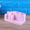 Rectangle Bathroom Cup Holder Rack Shelf Storage Cosmetics Organizer(Pink)