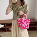 Fashion Pink Leopard Print Canvas Shoulder Bag Women Large Capacity Dead Handbag
