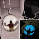 Fashion Women Men Luminous Halloween Pattern Pendant Chain Necklace (A)
