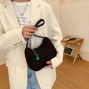 Women Purse Pure Color Underarm Bag Female Casual Shoulder Handbag (Black)