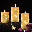 Set of 3 Flameless Battery Flickering LED Candle Lights Remote Control Glass Wa,