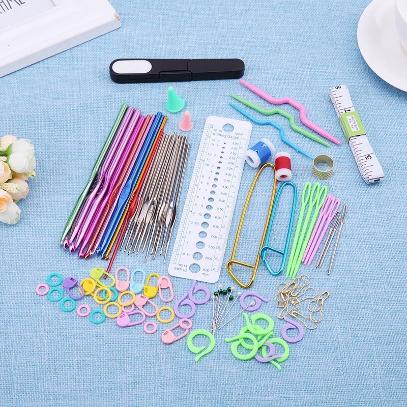 22pcs Crochet Hooks Yarn Crochet Needles Stitches Weave Knitted Craft Kit Newly