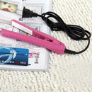 Mini Hair Straightener Flat Iron Curler  Ceramic Tourmaline Plates(Pink) Newly