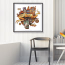 Street DIY Cotton Thread Counted Full Cross Stitch Stamped Needlework Cartoon