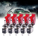 5pcs 12V 20A LED Light Red Cover Racing Car SPST Rocker Toggle Switches