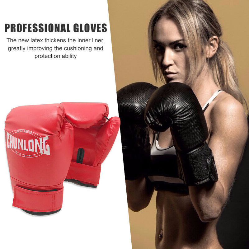 2pcs Muay Thai Karate Punching Gloves PU Boxing Training Gloves (Red) Newly