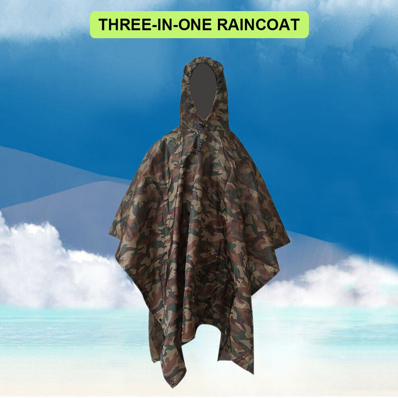 3 in 1 Waterproof Raincoat Unisex Rain Jacket Poncho for Outdoor Hiking Climb