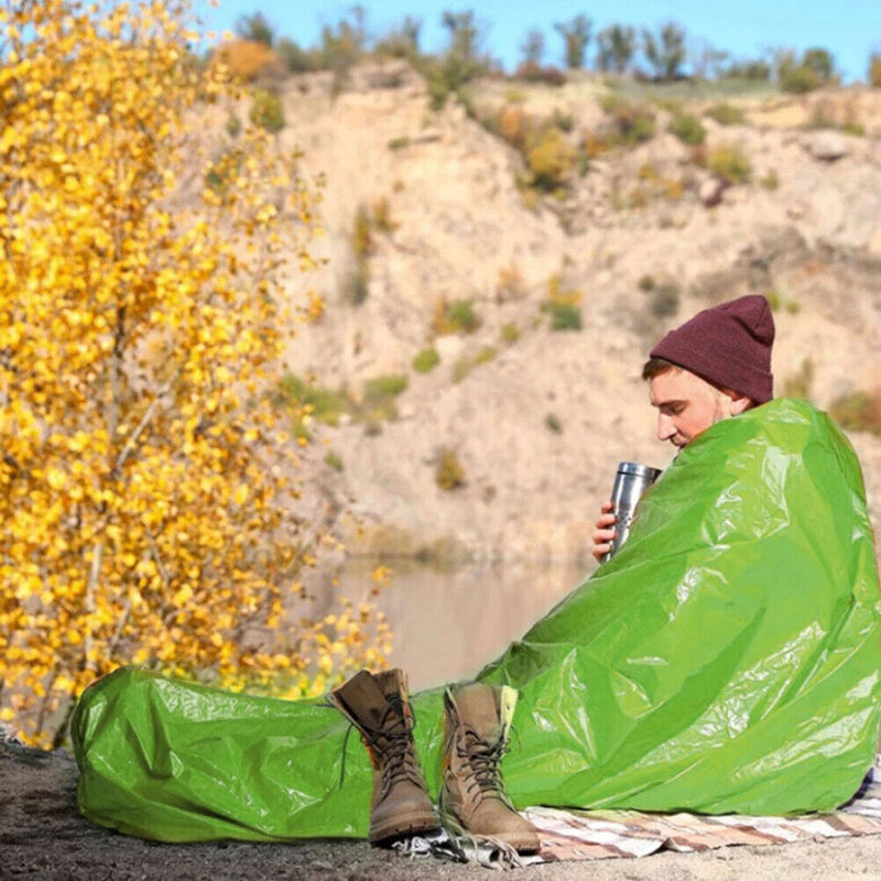 Emergency Tube Tent Shelter Sleeping Bag Blanket for Camping Hike (Green) Newly