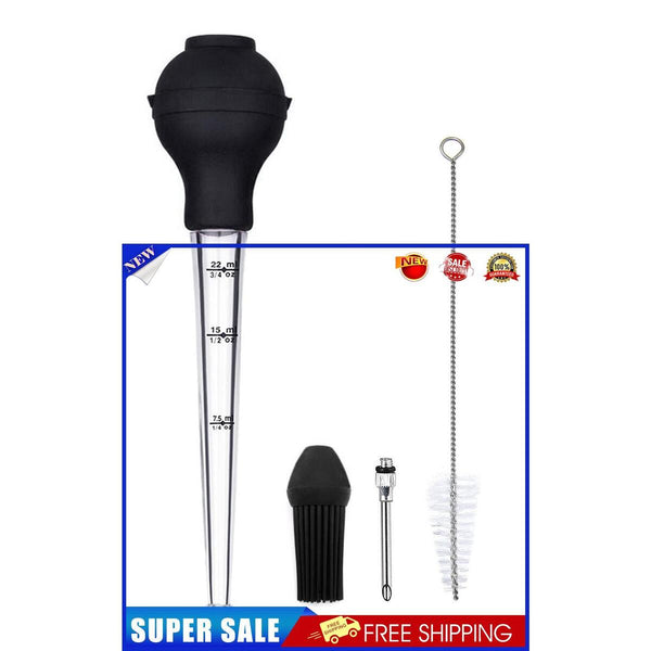 Turkey Baster Syringe, Meat Marinade Injector with Needles Cleaning Brush