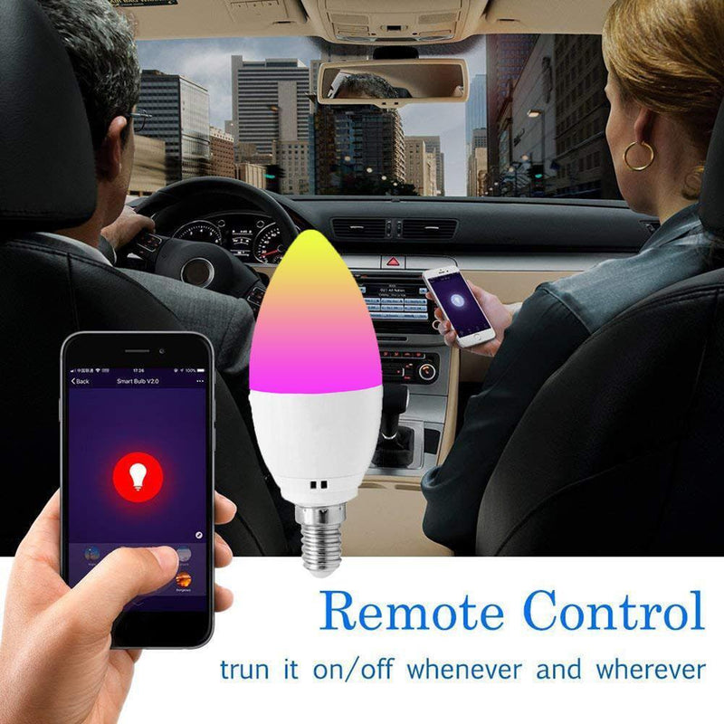 E14 Dimmable RGBW LED Smart WiFi Light Bulb Works with Alexa Google Assistant